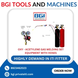 Oxy – acetylene gas welding set equipmentwith hoses, Oxygen & Acetylene cylenders, regulator and other accessories.
