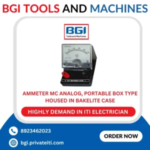 Ammeter MC analog, portable box type housed in Bakelite case