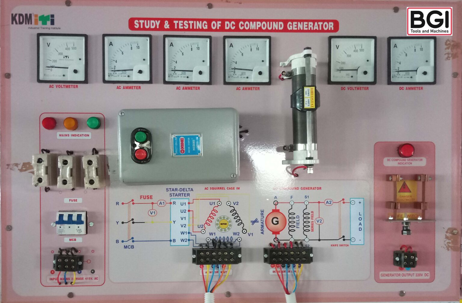 D C Compound Generator with control panel including fitted rheostat