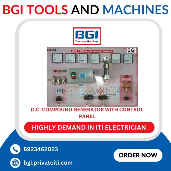 D.C. Compound Generator with control panel including fitted rheostat, voltmeter, ammeter and breaker