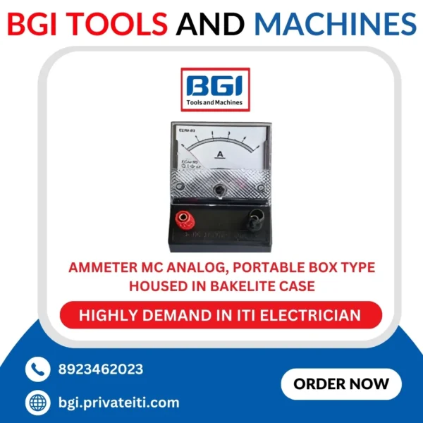 Ammeter MC analog, portable box type housed in Bakelite case